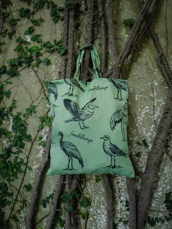 Tote bag Birds verde